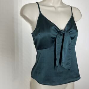 Abercrombie & Fitch Top Womens Sz XS Green Satin Babydoll Milkmaid Coquette 90s